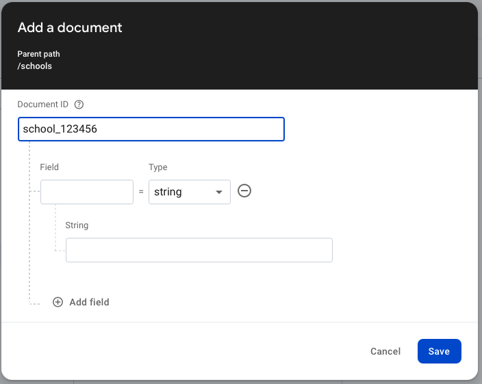 Add Document to Schools Collection
