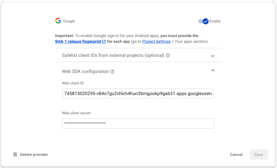 Enable Google Sign-In